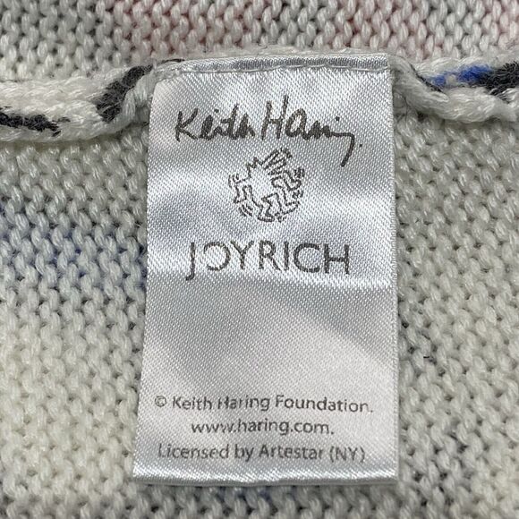 JOYRICH X Keith Haring Sweater Size Large Multicolor Dancing People Dogs Pop Art - Picture 11 of 13